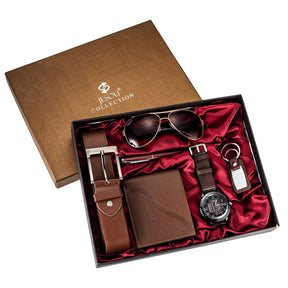 Kit Masculino Homem Moderno Com Relógio, Óculos, Carteira e Cinto
