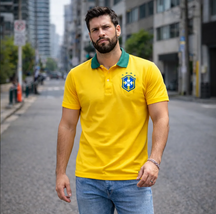 Camisa Gola Polo Do Brasil Selecao Brasileira + Bandeira Brasil de Brinde