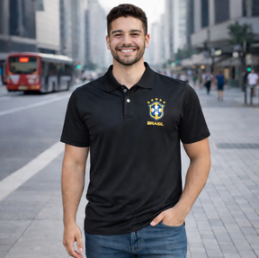 Camisa Gola Polo Do Brasil Selecao Brasileira + Bandeira Brasil de Brinde
