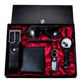 Kit Masculino Homem Moderno Com Relógio, Óculos, Carteira e Cinto